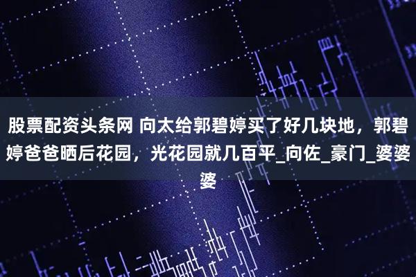 股票配资头条网 向太给郭碧婷买了好几块地，郭碧婷爸爸晒后花园，光花园就几百平_向佐_豪门_婆婆